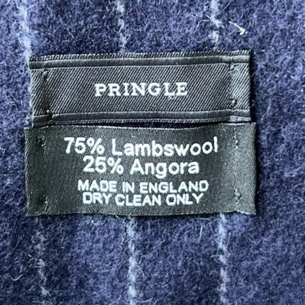 Pringle of Scotland scarf navy blue Angora & Lambswool blend Pinstripe